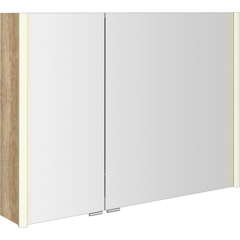 ALIX Armoire à miroir avec éclairage LED 96x70x17,5cm, chêne Alabama (1/2)