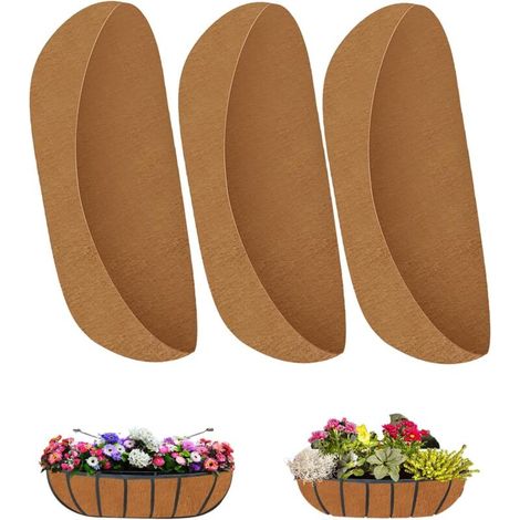 Set mit 3 Filzeinsätzen aus Naturfilz – Hängekorb für Hängeampeln – Ersatz für Wandkübel – Filzeinsatz für Gartenblumen und Gemüse – Einsätze für