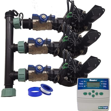 Sistema di Irrigazione Automatica a 3 Zone con Programmatore ELC401 +Elettrovalvole Rain Bird HV 1'' 24v