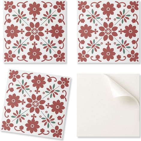 Paquete de baldosas de vinilo con estampado floral de hojas, 9x30x30 cm.
