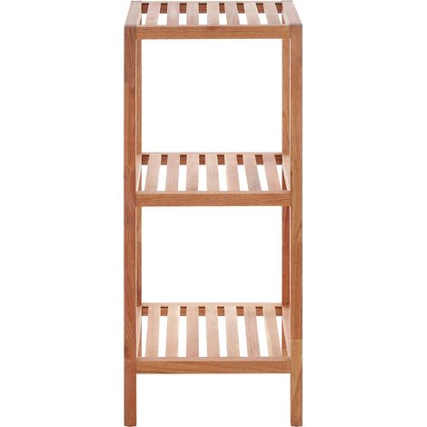 Premier Housewares 3 Tier Walnut Wood Bathroom Shelf Unit (1/4)