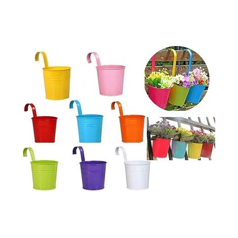 Macetas colgantes de hierro para balcón – Juego de 8 macetas decorativas – Soporte de pared compacto – Decoración del hogar (1/5)