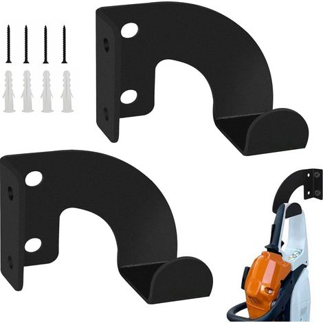 Lot de 2 Supports de Tronçonneuse Muraux Métal Noir, Rangement Outils de Jardin Vertical Horizontal, Fixation Murale Sécurisée Organiseur Garage Atelier Abri de Jardin (1/5)
