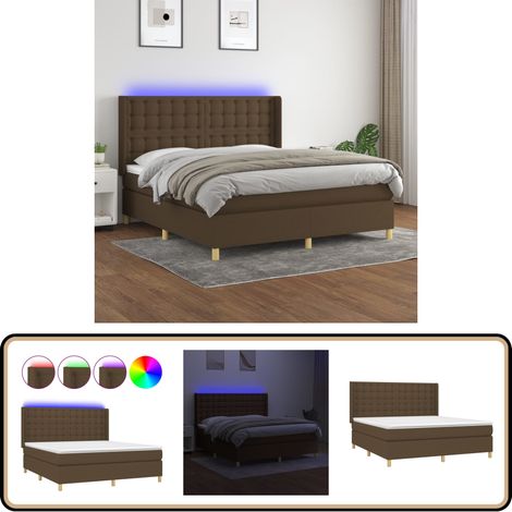 Boxspringbett mit Matratze & LED Dunkelbraun 180x200 cm Stoff - Boxspringbett - Doppelbett - Betten - Schlafräume - Wohnbereich