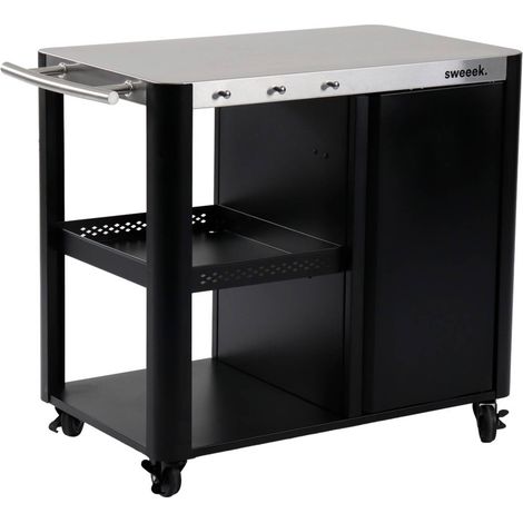 sweeek - Outdoor-Servierwagen, Anrichte aus Edelstahl 94,5 cm mit klappbarer Ablage