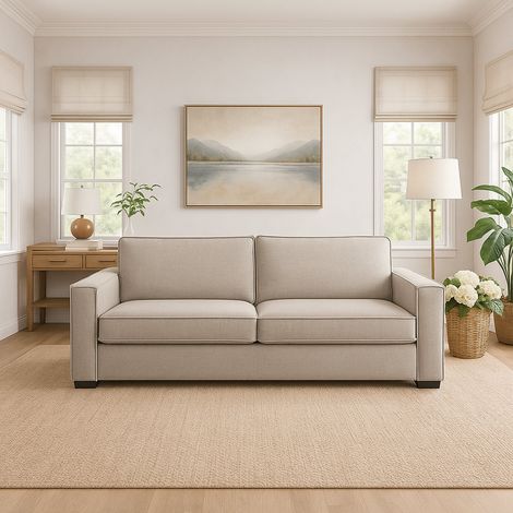 Talamo Italia Sofá fijo Carol, Sofá de 2 plazas, 100% Made in Italy, Sofá de salón en tela, con reposabrazos delgados, Cm 160x95h90, Tórtola, con embalaje reforzado (1/5)