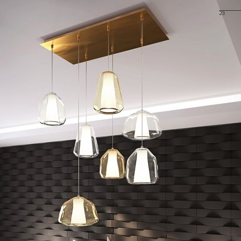 Lampadario classico top light double skin 1176os s7 r e27 led lampada soffitto, vetro ambra e trasparente