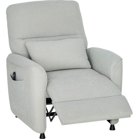 Poltrona Reclinabile con Riscaldamento 8 Punti Massaggio e 5 Modalità 88x93x102 cm in Tessuto Ciniglia Grigio Chiaro (1/5)