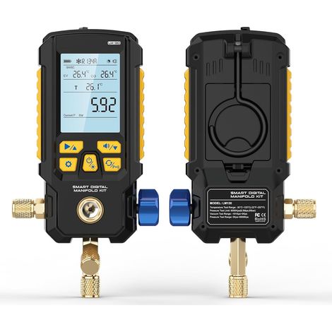 LM130 Intelligent Digital Vacuum Pressure Gauge HVAC Pressure Range: 0 to 870 psi, Vacuum Range: 1-0 bar, Pressure/Vacuum Accuracy ± 0.5% (1/5)