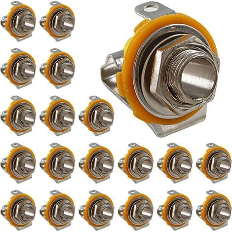 20Pièces Prise d'entrée Guitare Jack Femelle 6.35mm, 1/4" souder connecteur Femelle 6.35mm,Connecteur Montage sur Panneau Mono TS 6,35mm (1/5)