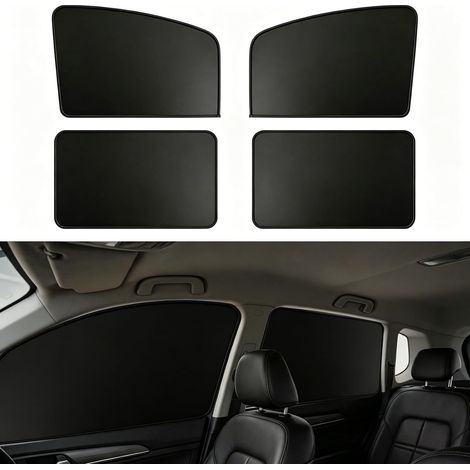 Pare Soleil Voiture Bébé, 4 Pièces Rideau Voiture Magnétique, Protection UV, Facile à Installer, Flexible et Amovible, pour Cache Soleil Voiture, Camping et Voyages (1/5)