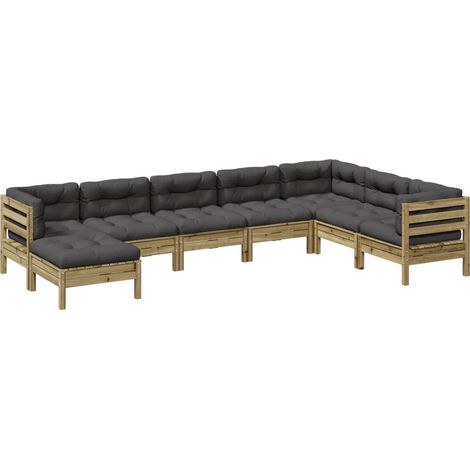 vidaXL Set Divani da Giardino 8pz con Cuscini Legno Impregnato di Pino (1/5)