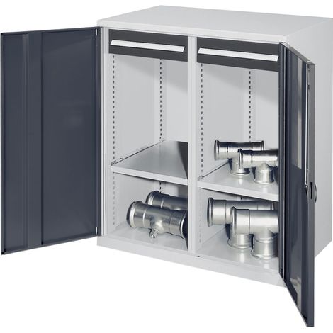 Kappes Schwerlast-Beistellschränke mit Mitteltrennwand 1110x1000x600mm Vollblechtüren Modell 73 anthrazitgrau