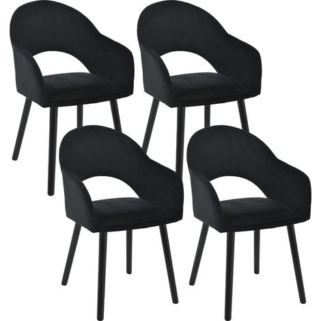 Goeurvant Sillas de comedor cómodas con respaldo en forma de media luna y reposabrazos ergonómicos, La combinación perfecta de soporte y estilo - Juego de 4 - Negro