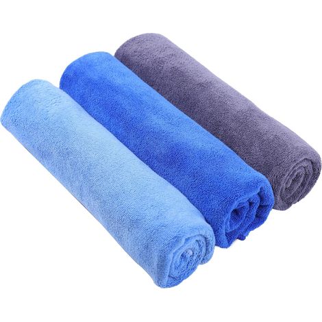 BW&HM Serviette Sport Musculation Microfibre Serviette Fintess Gym Sechage Rapide et Absorbant Femme Homme 40 x80 cm Lot de 3 Gris+Bleu+Bleu Clair (1/5)