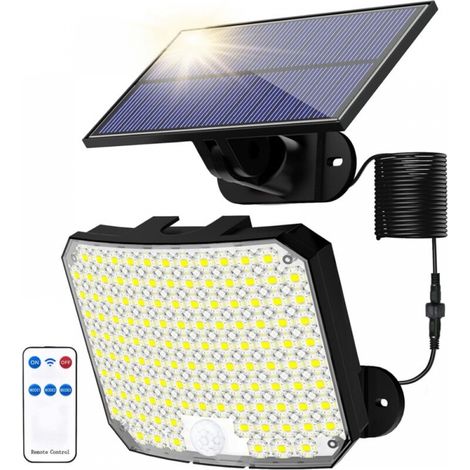 Solar Lights Outdoor, 118 LED Solar Motion Sensor Light with Remote Control, IP65 Waterproof Solar Garden Light (1/5)