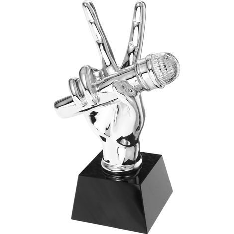 Trophée Microphone Résine Trophée Décoratif Vintage de Compétition pour Musique et Chant Souvenir de Compétition (1/5)