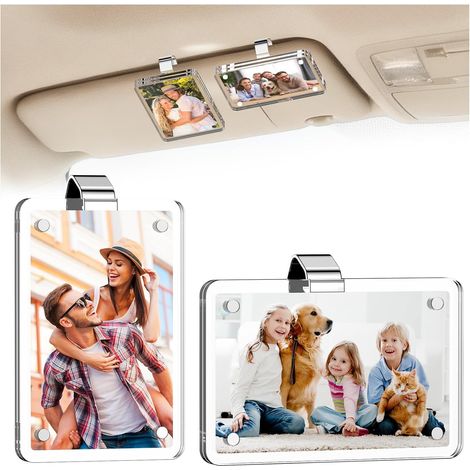 cornici per foto per auto, accessori magnetici personalizzati in acrilico per auto, clip per visiera parasole, portafoto per accessori per auto (1/5)