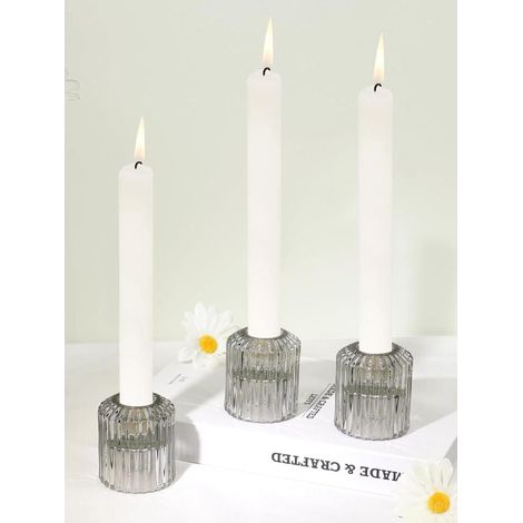 Lot de 3 bougeoirs en verre gris pour chandeliers et photophores (1/5)