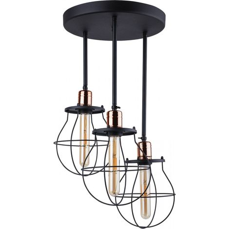 Kupferne Deckenlampe MANUFACTURE in Kupfer Ø35cm 3-flmg (1/2)