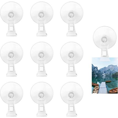 10 Pièces Ventouse Crochet Avec Clip,Pince à Ventouse Douche Transparente,Support à Ventouses pour Supermarché,Crochets à Ventouses pour Fenêtre D'Aquarium pour Bureau, Supermarché (1/5)