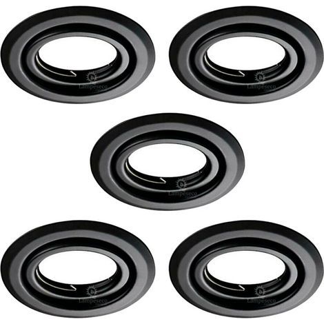 Lot de 5 Spots encastrables orientables Noir Mat avec GU10 LED de 5W eqv. 50W Blanc Chaud 3000K