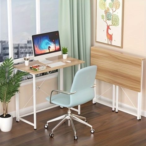 Petit bureau pliant,Table d'ordinateur pliante,46x80x74cm Bureau de travail compact pour petits espaces (1/4)