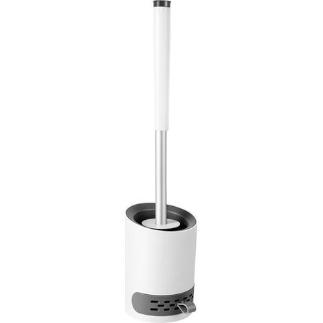 Brosse WC Brosse de Toilette en Silicone Antibactérienne Balayette WC Balai Brosse Ensemble avec Support Suspendu Pincette Cachée Boue de Diatomées Crochet Adhésif Manche de Abattant WC pour Maison (1/5)