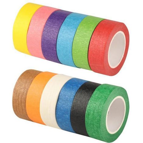 12 rouleaux de ruban adhésif coloré pour peintre,ruban crêpe coloré,20mm12m,pour bricolage, scrapbooking, journaling RUBAN ADHESIF (1/5)
