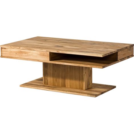 Tavolino da salotto in legno di quercia 85x85x45 natur / oliato bianco WIEN 100 (1/4)