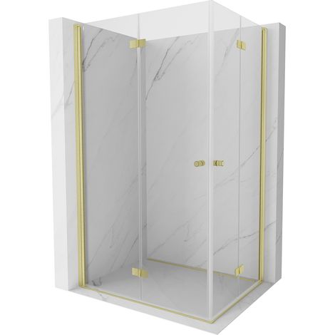 Mexen Mist-F Duo Faltbare Duschkabine 95 x 70 cm, transparent, gebürstetes Gold - 8A6-095L-070P-55-00 (1/5)