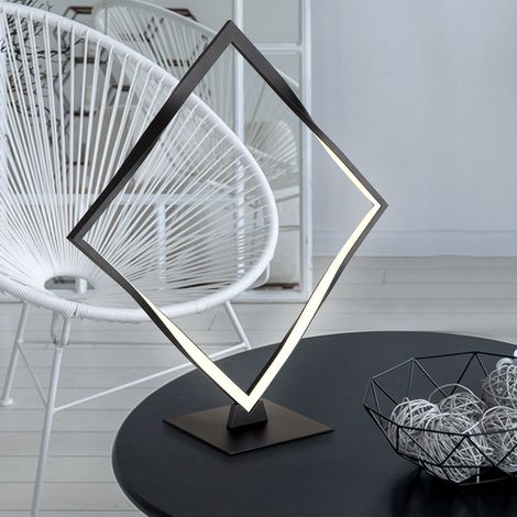 LED Tischleuchte Modern Wohnzimmerlampe Leselampe Design schwarz LED Tischlampe, Alu Metall, 1x 12W 470Lm warmweiß, LxBxH 42x14x44,5 cm (1/5)