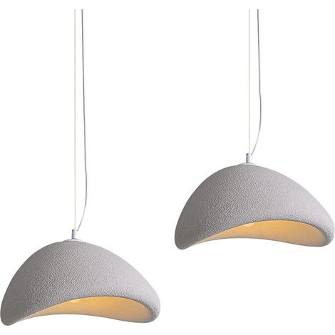 2X Lustre Personnalisé Créatif D'Intérieur 60CM Plafonnier Rétro E27 Suspension Lustre Moderne Gris (1/5)