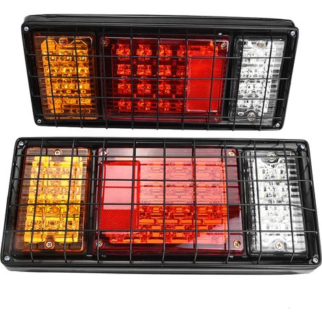 2Pcs LED Camion Remorque Feux Arrière Bar Kit 40 LED Étanche Queue Clignotant Feu De Frein Fonctionnement Feu Arrière avec Protection Filet De Fer 5 Fils 10V-30V pour Camion Bateau Remorque UTV RV Cam (1/5)