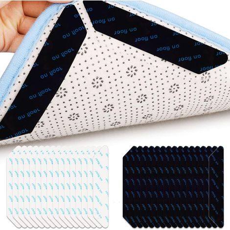 Rug Gripper - 32 Pièces Antidérapant Pour Tapis - Coin De Tapis Adhésif Réutilisable - Pour Sol Dur Bois Carrelage Marbre - Noir Blanc (1/5)