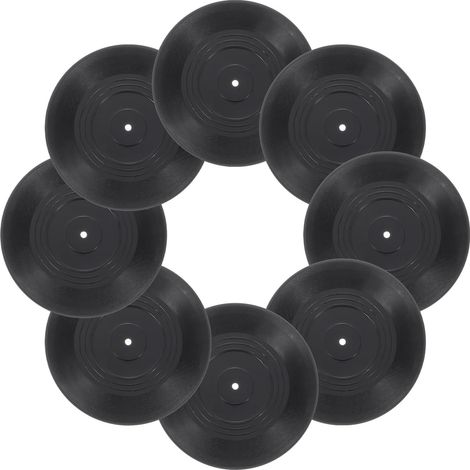 Attrappen von Schallplatten – 8 Stück – Retro-Optik aus schwarzem PVC – DIY-Wanddekoration – Wohnzimmer, Bar, Studio – 10,5 cm (1/5)