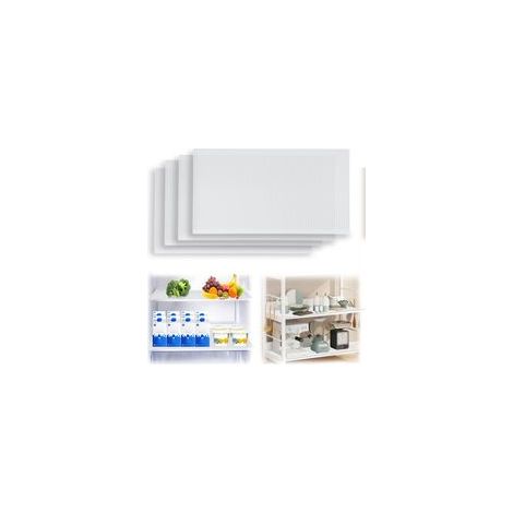 4 Pièces Tapis de Réfrigérateur, Tapis de frigo Anti-dérapant Réfrigérateur, Tapis Fond de Tiroir, (Blanc) (1/5)