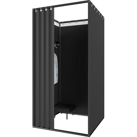 Cabine D'essayage Portable, Mobile Magasin de Vêtements Vestiaire, D'intimité Privé Cabine Salle D'essayage, Temporaire Écran De Confidentialité pour Bureau Centres Commercial(Noir, 85 x 85 x 200) (1/5)