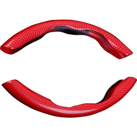 Housse de volant en fibre de carbone, ultra-mince, résistante à l'usure, universelle, pour la plupart des voitures, rouge (1/5)