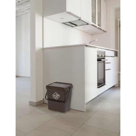 Dmora Papelera de polipropileno para colección separada, contenedor de residuos 30L, 100% Made in Italy, 40x31h39 cm, color marrón (1/3)