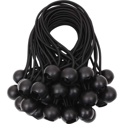 Tendeur de Bache Tendeurs à Boule Tendeur Élastique Tendeur en Caoutchouc pour Bannière,Bache,Pavillon,Tente,Rideaux Harnais d’Extension,Support de Bache Blanc,15cm (Noir,40pcs) (1/5)