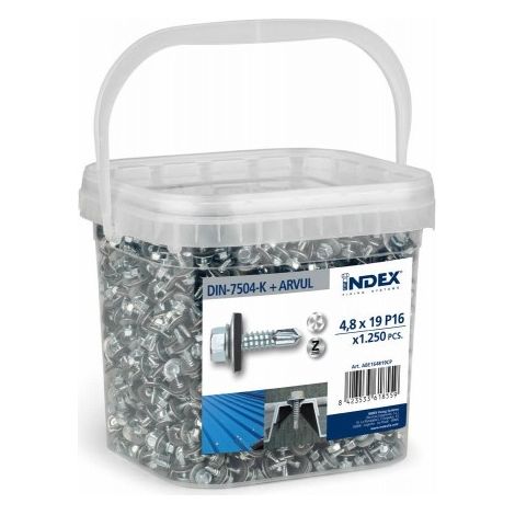 (6,3X25  P16) TORNILLO AUTOTALADRANTE DE CABEZA HEXAGONAL BOTE DE PLASTICO(UND) - INDEX
