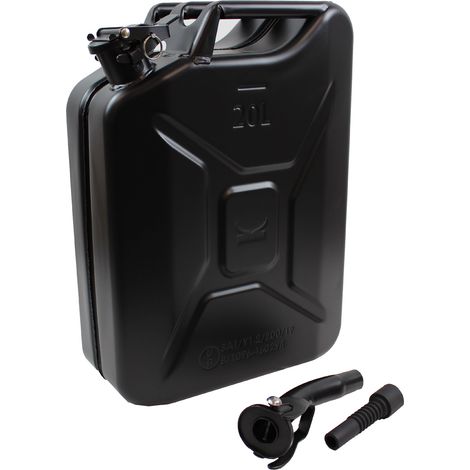 Metallkanister schwarz 20 Liter inkl. Ausgießer + Halter Benzin Diesel (1/5)