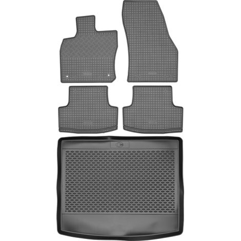 SET Skoda Karoq Crossover dal 2017 - tappetini in gomma per auto + tappetino per bagagliaio