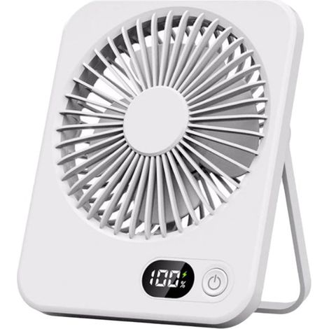 Ventilatore portatile multifunzionale - Ricaricabile - Ventilatore portatile - Ventilatore portatile a cinque velocità - Ventilatore portatile regolabile a 180° - Bianco