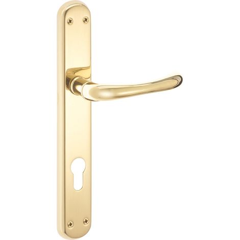 Maniglia sette con placca yale in ottone lucido 85 mm