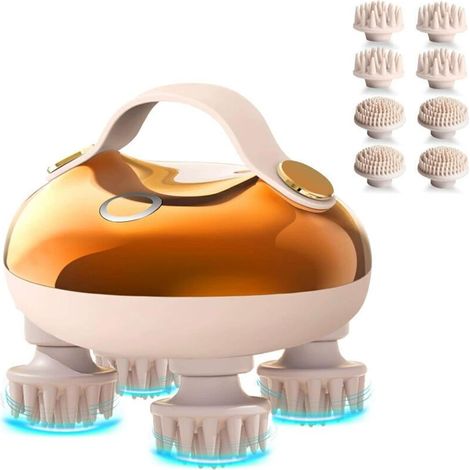 Massageur tête 3 modes pétrissage - IPX7 étanche - 8 griffes nettoyage profond - Relaxation anti-stress corporelle