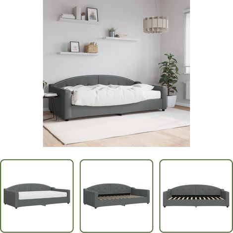 vidaXL Canapé - Lit de jour avec matelas gris foncé 100x200 cm tissu (1/5)