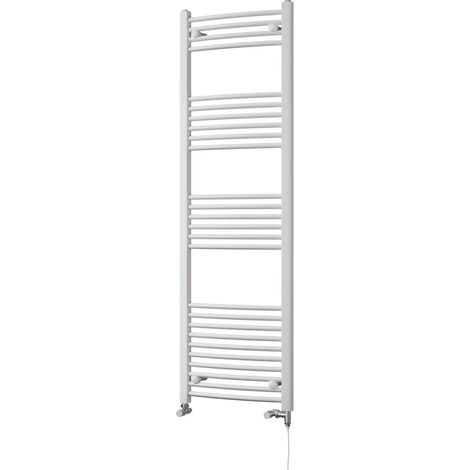 Zennor - White Dual Fuel Towel Rail H1600mm x W500mm Standard - Curved (1/3)