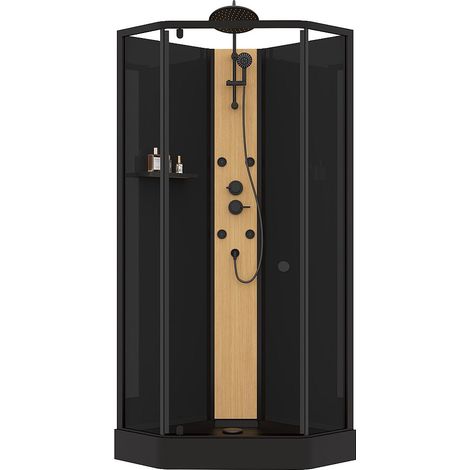 Cabina doccia idromassaggio con pannello in bambù sintetico Nero opaco L85 x l85 x H225 - CODREVA